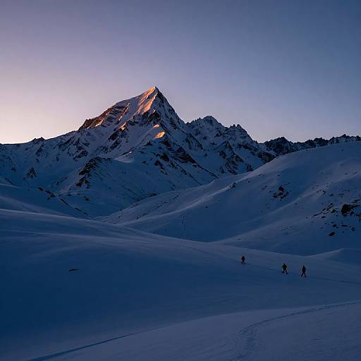 Twilight Snow-Covered Mountain Expedition