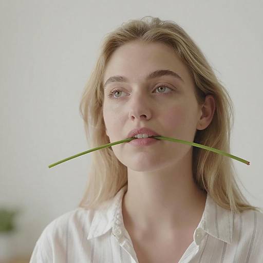 Ethereal Portrait of Woman with Plant