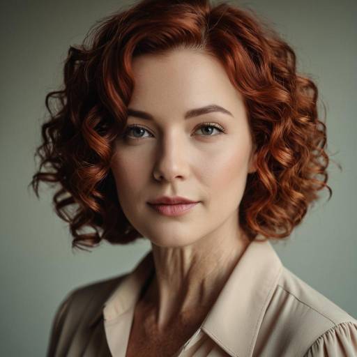 Portrait of Middle-Aged Woman with Curly Red Hair