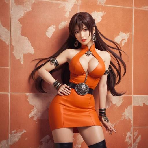 Elegant Motoko Kusanagi in Orange Dress