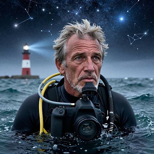 Enigmatic Pearl Diver Double Exposure