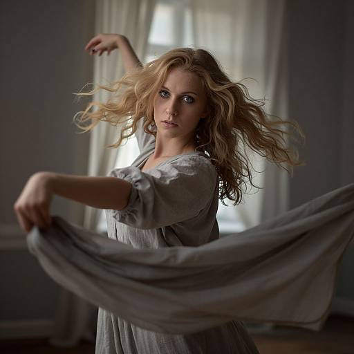 Enigmatic Slavic Woman in Motion