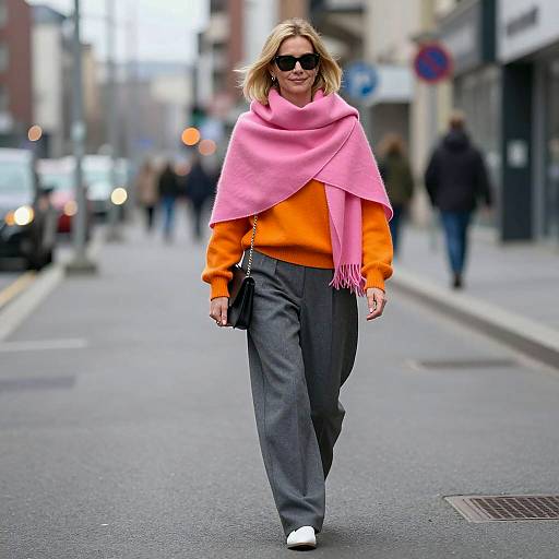 Stylish Urban Woman in Colorful Attire