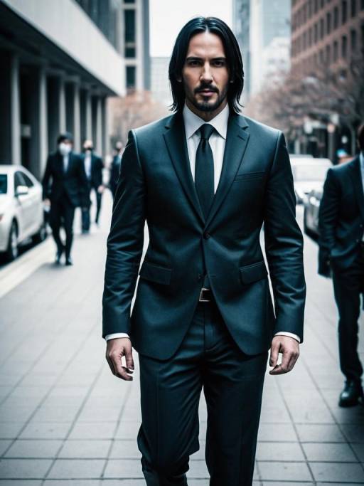 Man in Stylish Suit Walking in City