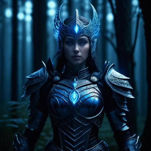 Fantasy Female Warrior in Glowing Armor