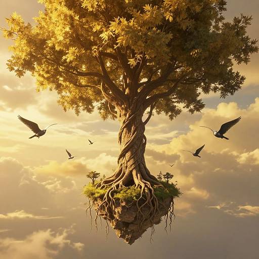 Ancient Tree with Floating Islands