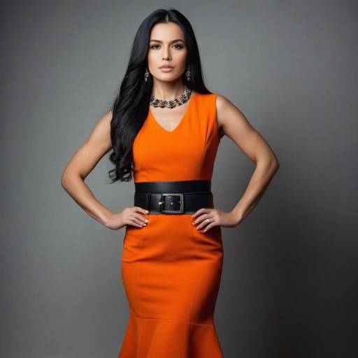 Confident Woman in Elegant Orange Dress