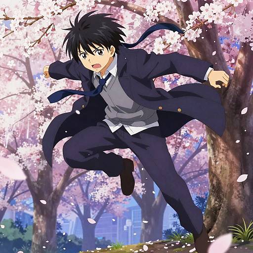 Dazai Anime Hero Amid Cherry Blossoms