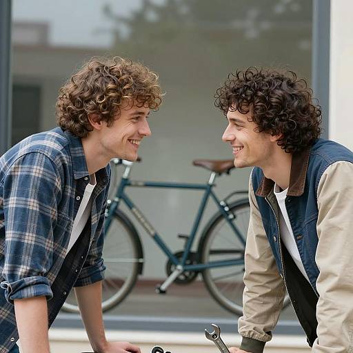 Two Smiling Men Facing Each Other