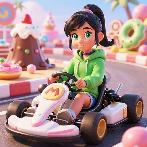 Candyland Kart Portrait Green Hoodie