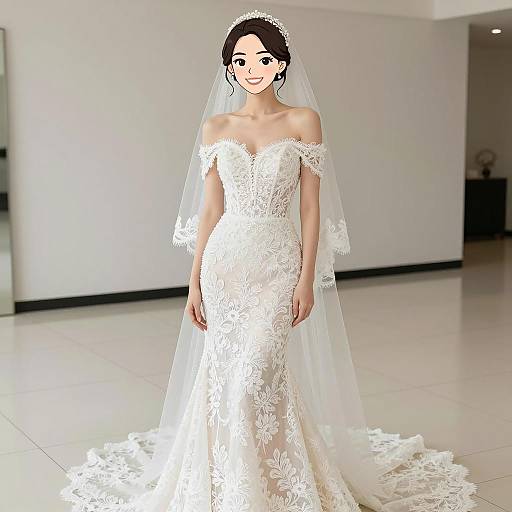 Elegant Bridal Illustration in Modern Style