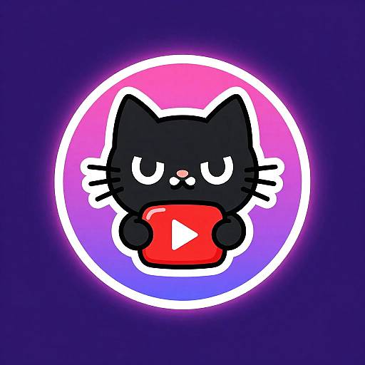 Witty Black Cat YouTube Logo