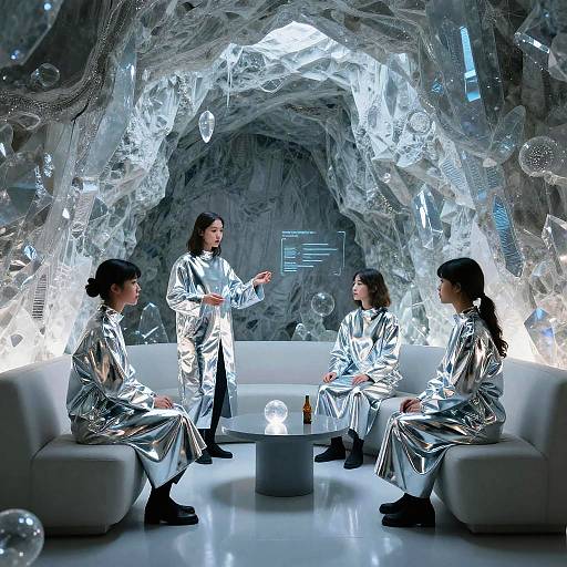 Futuristic Synthetic Illusionists in Crystal Lounge