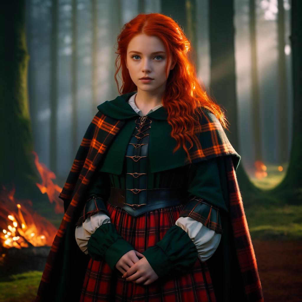 Cinematic Celtic Girl Portrait in Plaid