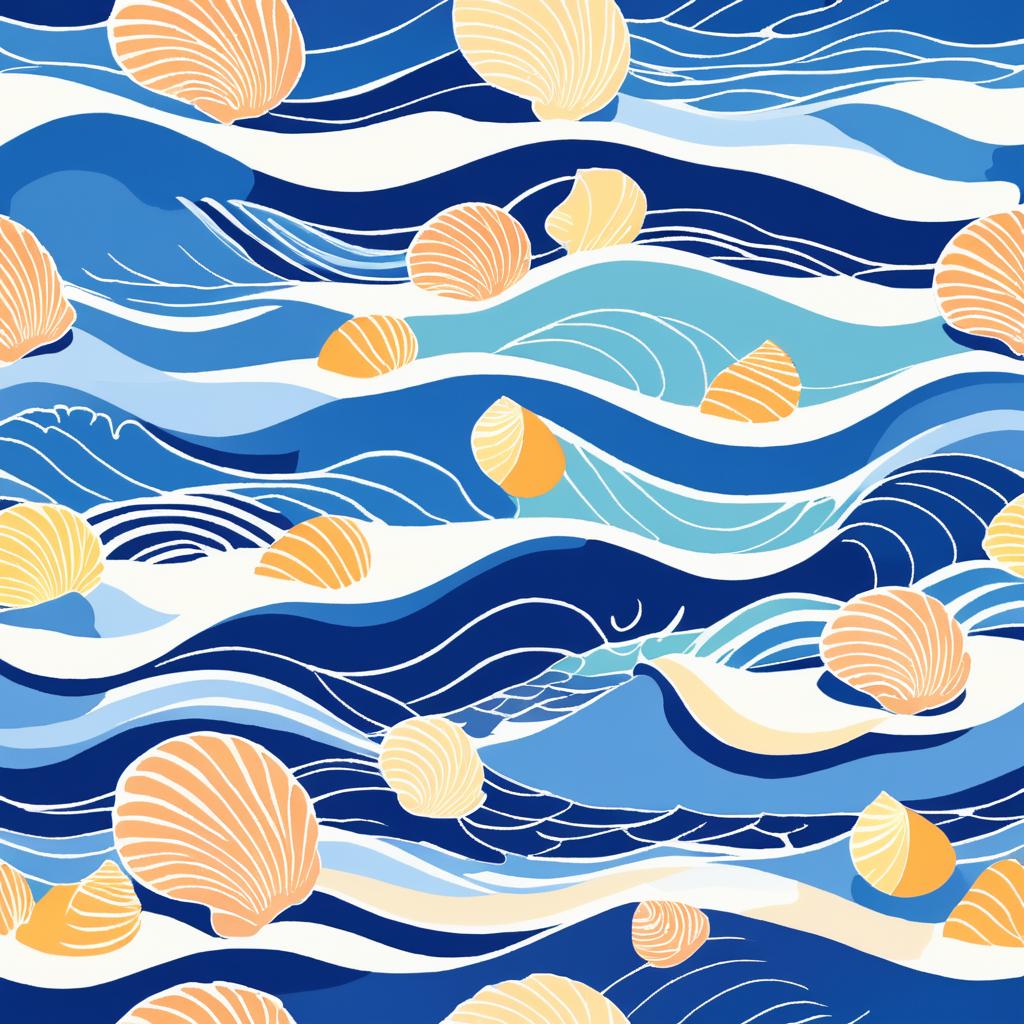 Seashells and Waves in Matisse Style