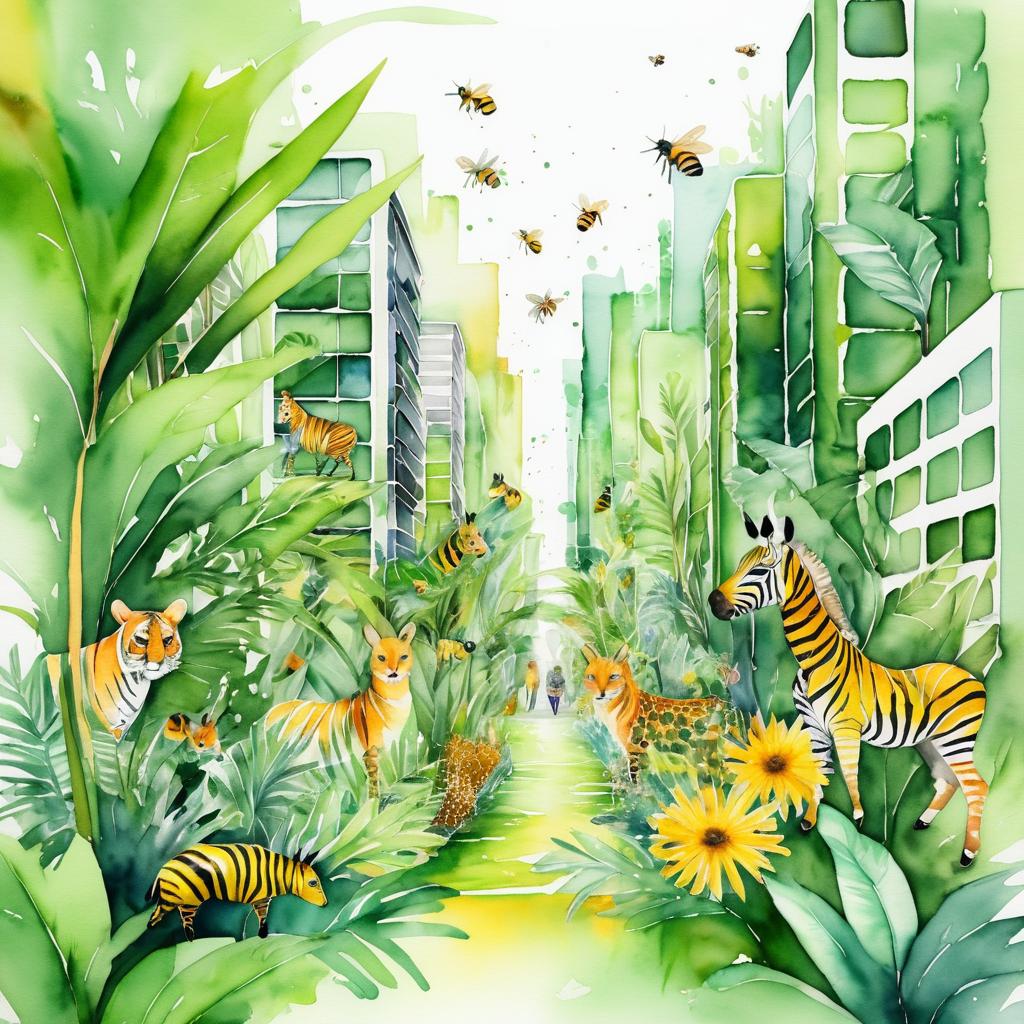 Urban Jungle Fashion Illustration in Watercolor