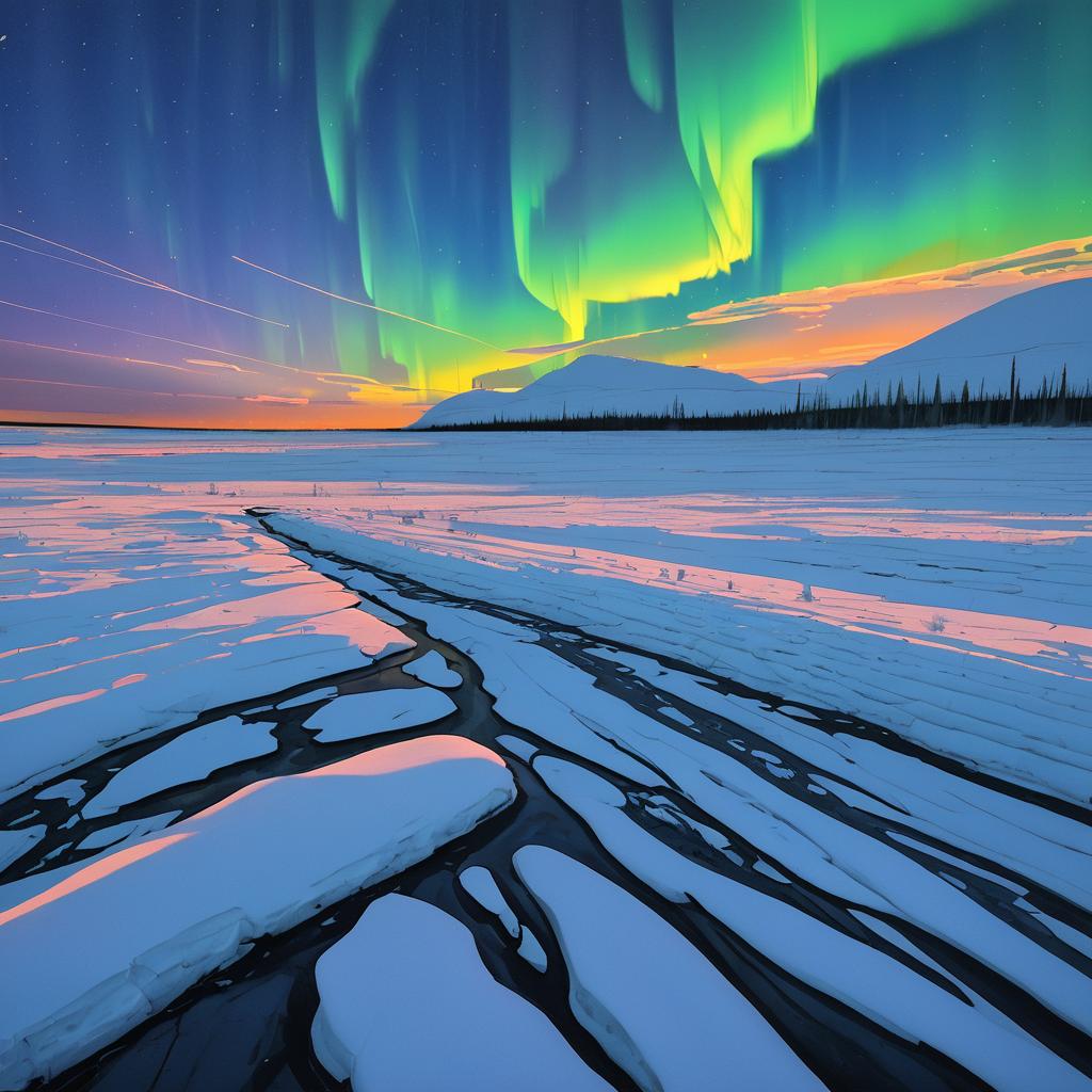 Immersive Winter Landscape with Auroras