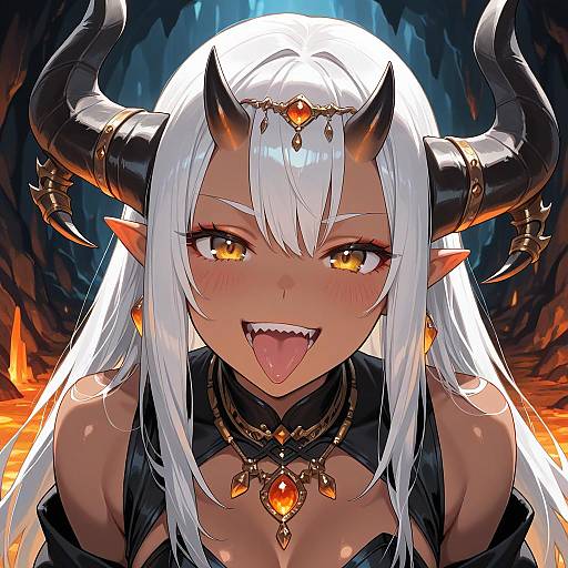 Dark-Horned Girl in Cave