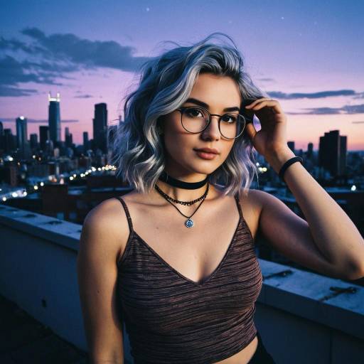Young Woman with Glasses at Urban Sunset