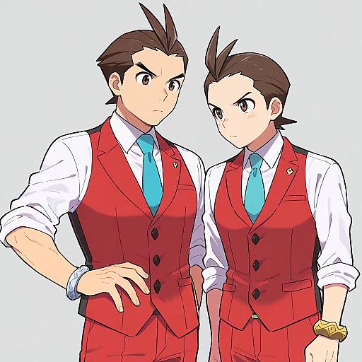 Illustration of Apollo justice, ace attorney in the style of Pumpkinpan