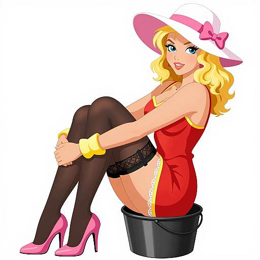 Stylish Woman in Pink and Red Outfit