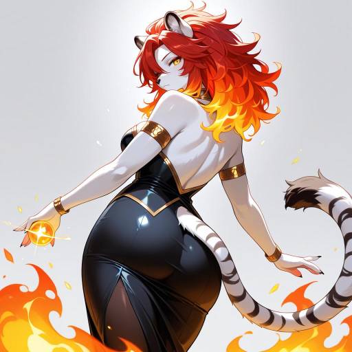 Fiery Furry Dancer with Crystal Orb Fiery Furry Dancer with Crystal Orb