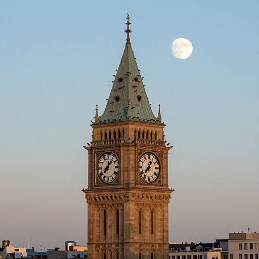 Majestic Clock Tower at Moonrise