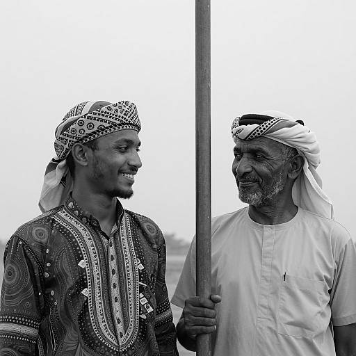 Dynamic Portrait of Two Smiling Men