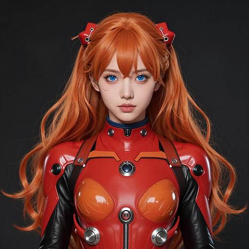 Futuristic Woman in Red Pilot Suit