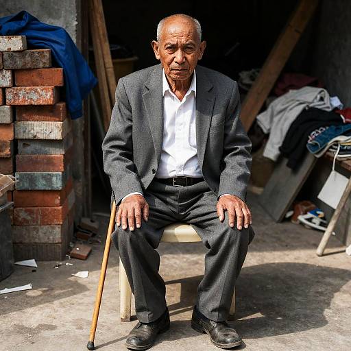 Middle-Aged Man in Cluttered Setting