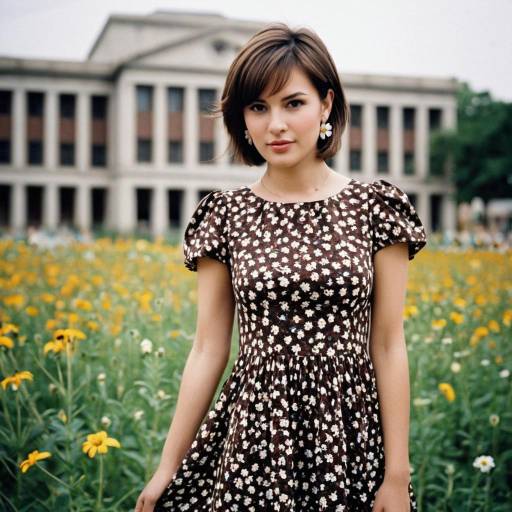 Young Woman in Floral Dress Outdoors