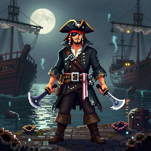 Pixel Art Rogue Pirate Captain