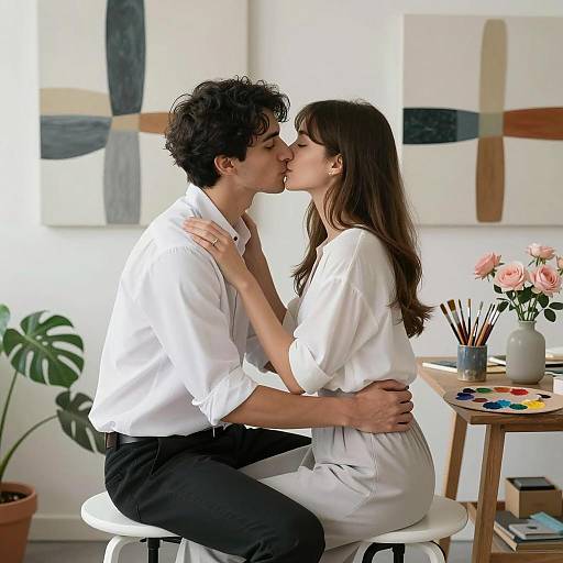 Romantic Moment in an Art Studio