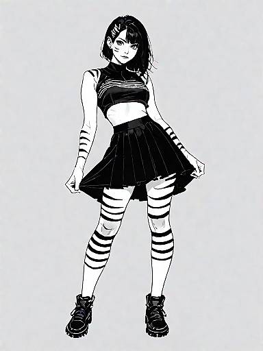 Stylish Woman in Monochrome Outfit