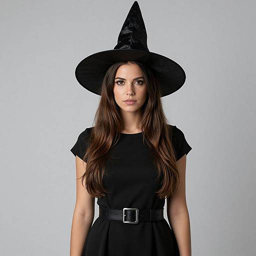 Woman in Black Witch Attire