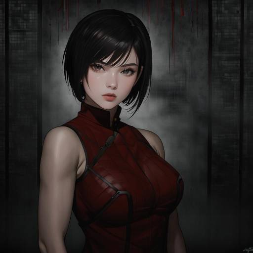 Illustration of Ada wong, resident evil in the style of Ruukii drift