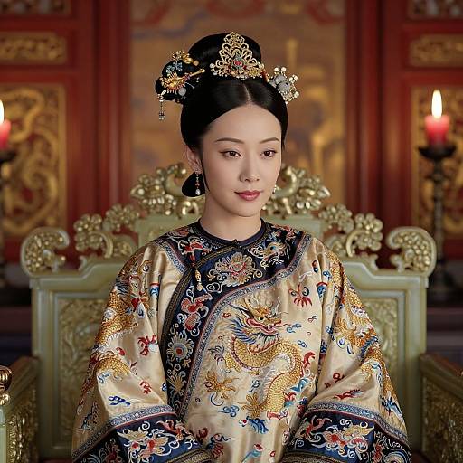 Chinese Empress in Dragon Embroidered Silk