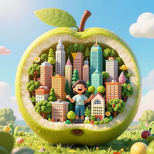 Cities Inside Giant Hollow Fruits