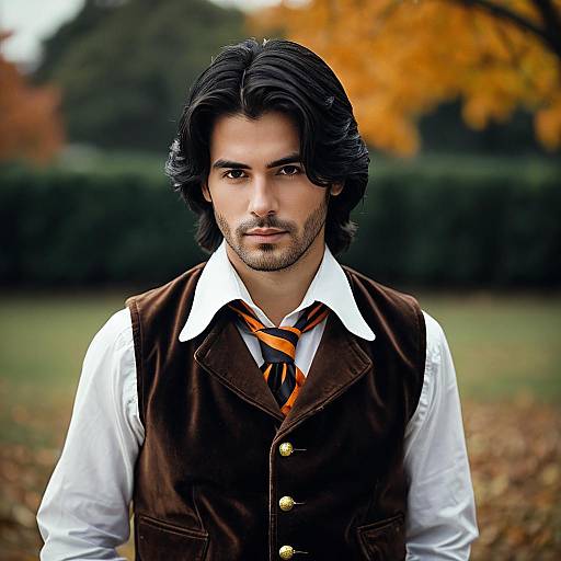 Young Man in Vintage Prince Halloween Costume
