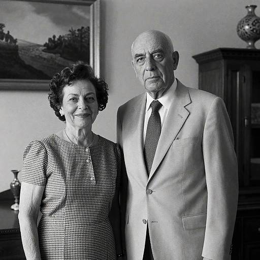Black and White Portrait of Older Couple
