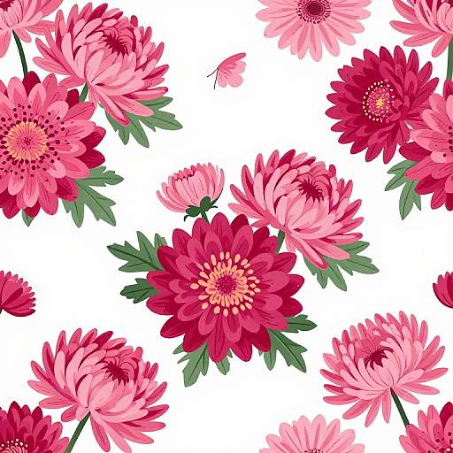 Pink Chrysanthemum Floral Seamless Pattern