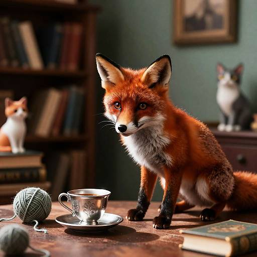 Whimsical Red Fox Tea Time