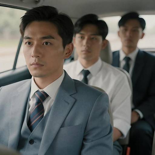 Three Men in a Backseat Photograph