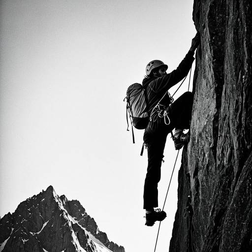 Vintage Style Black and White Rock Climber