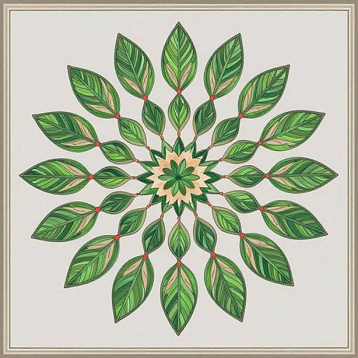Symmetrical Green Leaf Mandala Design