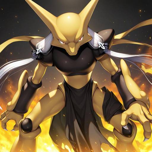 Illustration of Alakazam, pokemon in the style of Hinoue itaru