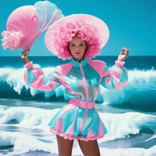 Neon Mermaid Fashion Collage Design