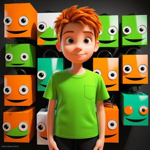 3D Cartoon Boy with Colorful Smiley Boxes