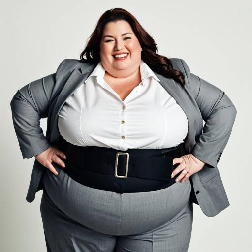 Confident Plus-Size Businesswoman in Grey Suit