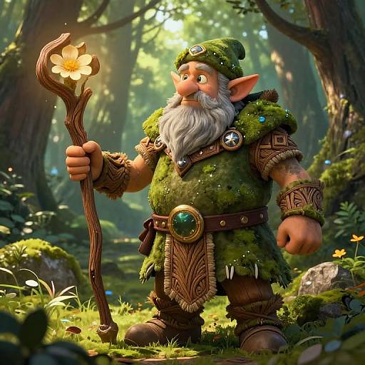 Dwarf Druid Casting Healing Magic